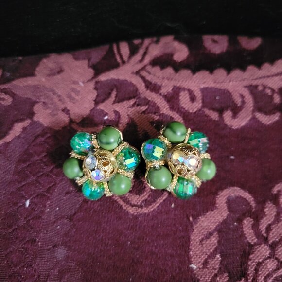 Vintage Rhinestone & Beaded Double Strand Necklace Set - Picture 5 of 8